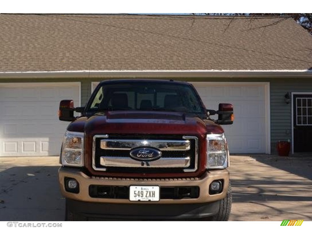 2012 F250 Super Duty XLT Crew Cab 4x4 - Autumn Red Metallic / Adobe photo #4