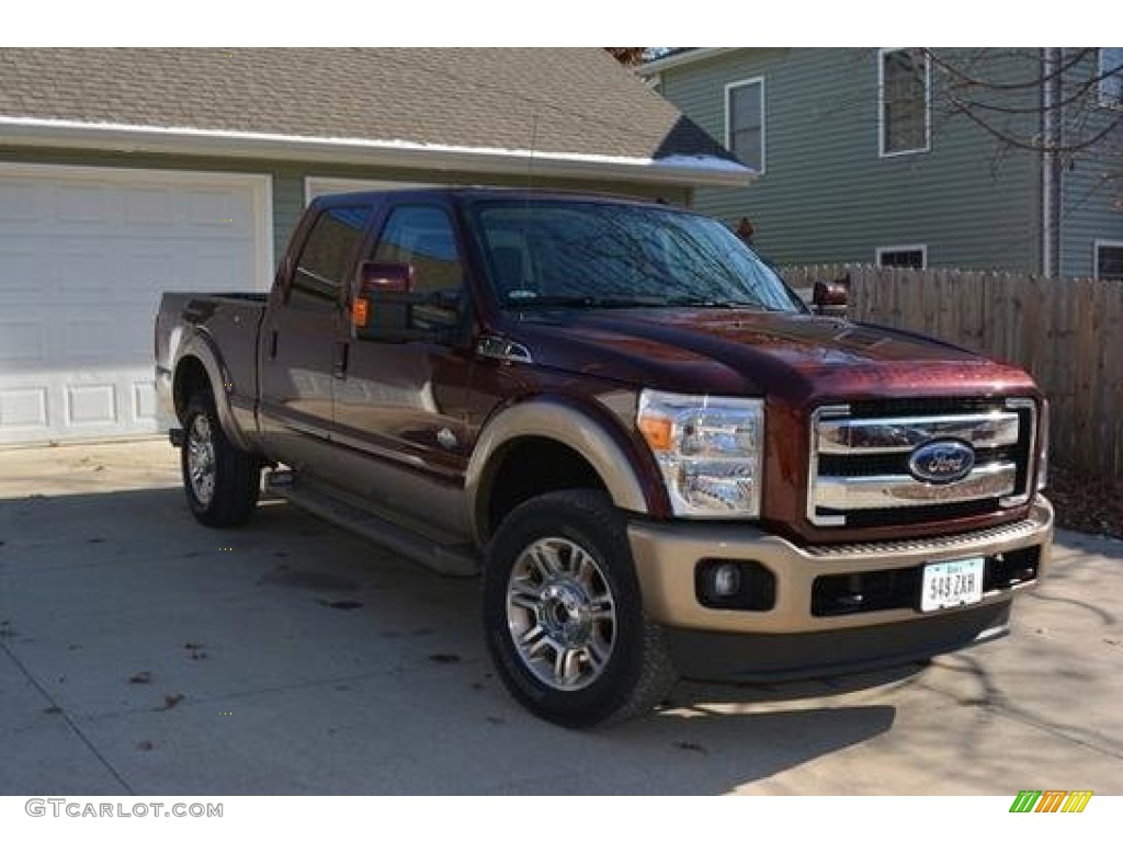 2012 F250 Super Duty XLT Crew Cab 4x4 - Autumn Red Metallic / Adobe photo #5