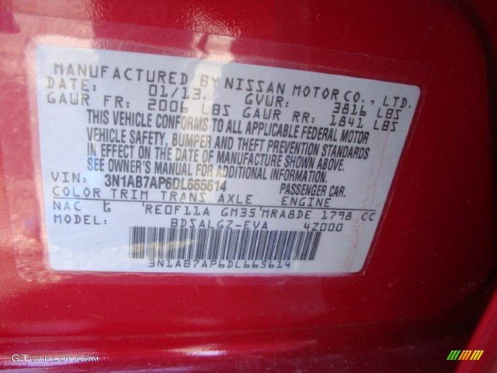 2013 Sentra SL - Red Brick / Charcoal photo #32