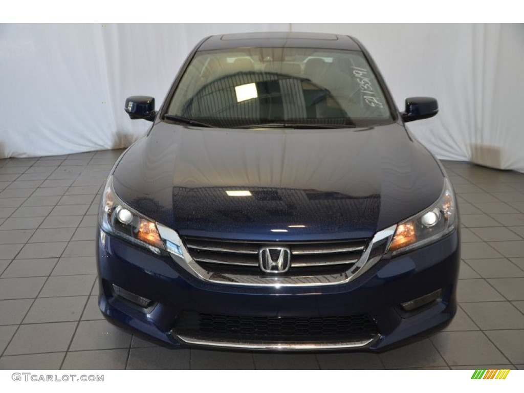 2014 Accord EX-L Sedan - Obsidian Blue Pearl / Gray photo #2