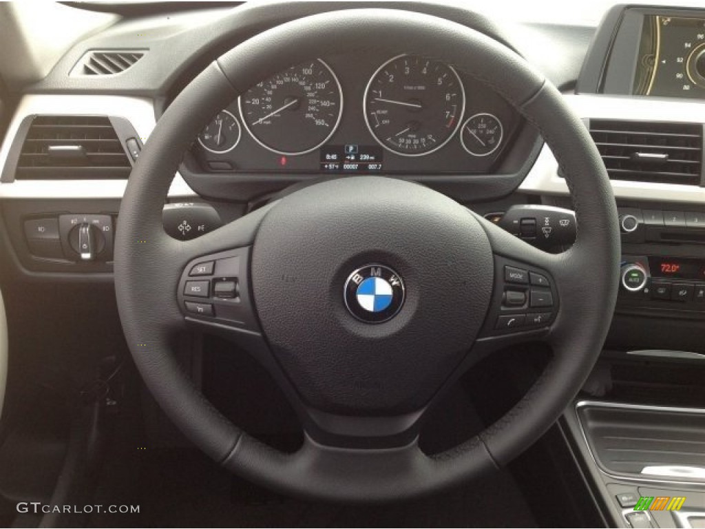 2014 BMW 3 Series 320i xDrive Sedan Black Steering Wheel Photo #90513304
