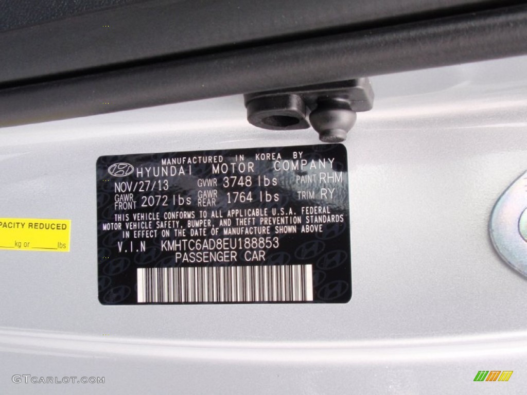 2014 Hyundai Veloster Standard Veloster Model Color Code Photos