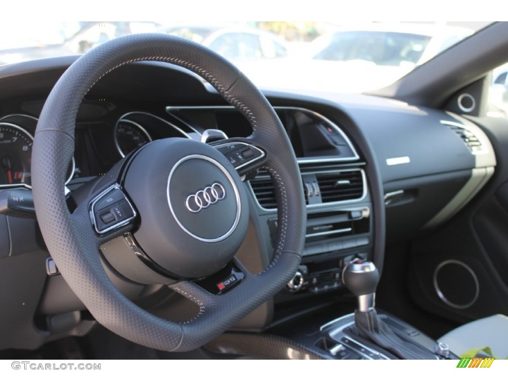 2014 Audi RS 5 Coupe quattro Lunar Silver/Rock Gray Steering Wheel Photo #90531950