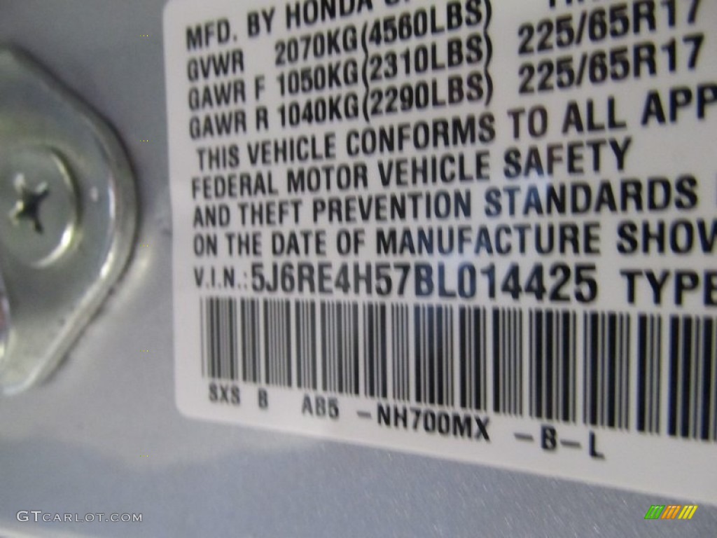 2011 CR-V EX 4WD - Alabaster Silver Metallic / Gray photo #14