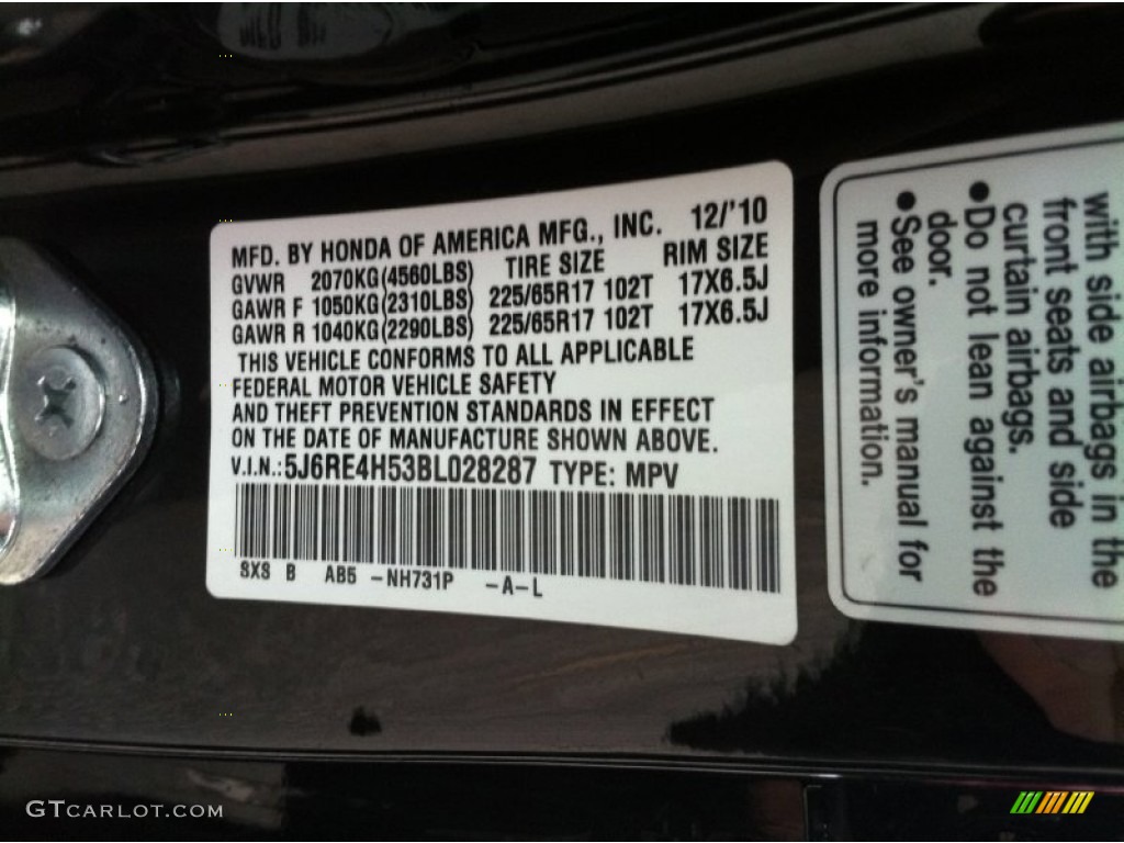 2011 CR-V EX 4WD - Crystal Black Pearl / Black photo #12