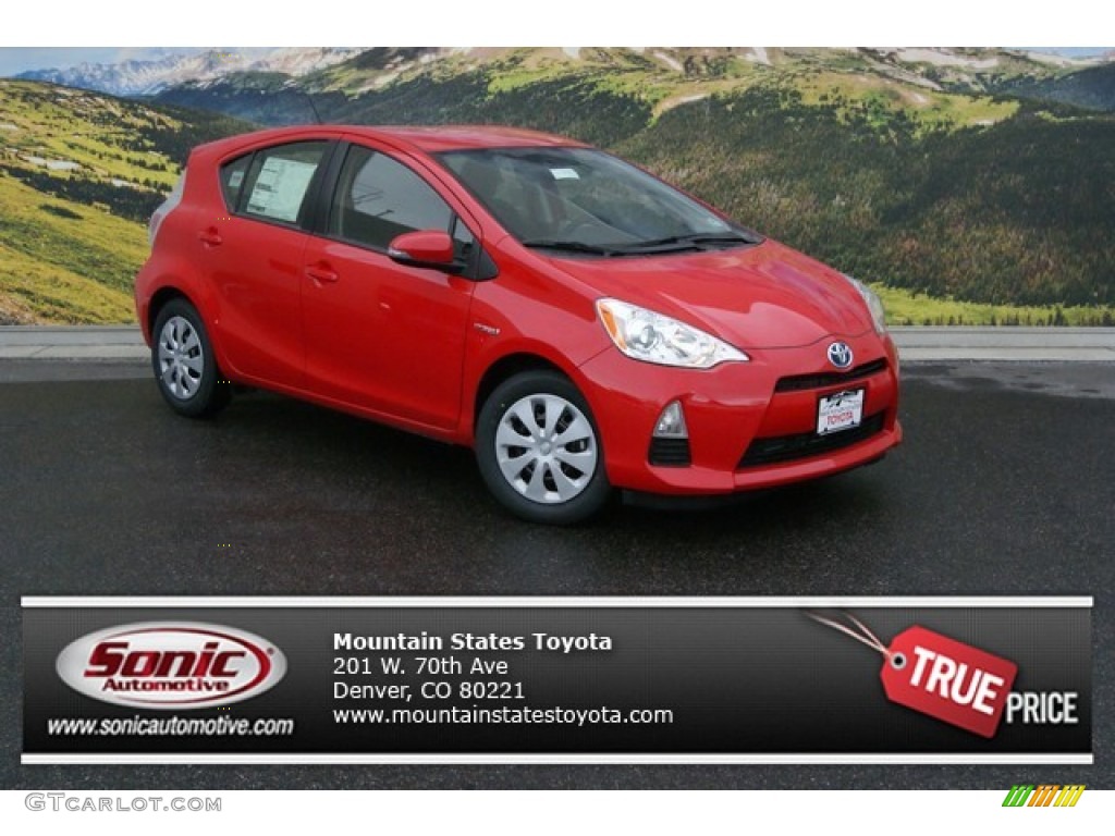 2014 Prius c Hybrid Two - Absolutely Red / Light Blue Gray/Black photo #1