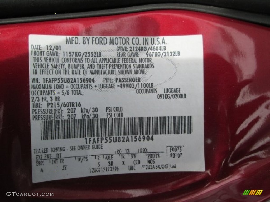 2002 Taurus SES - Matador Red Metallic / Medium Graphite photo #26