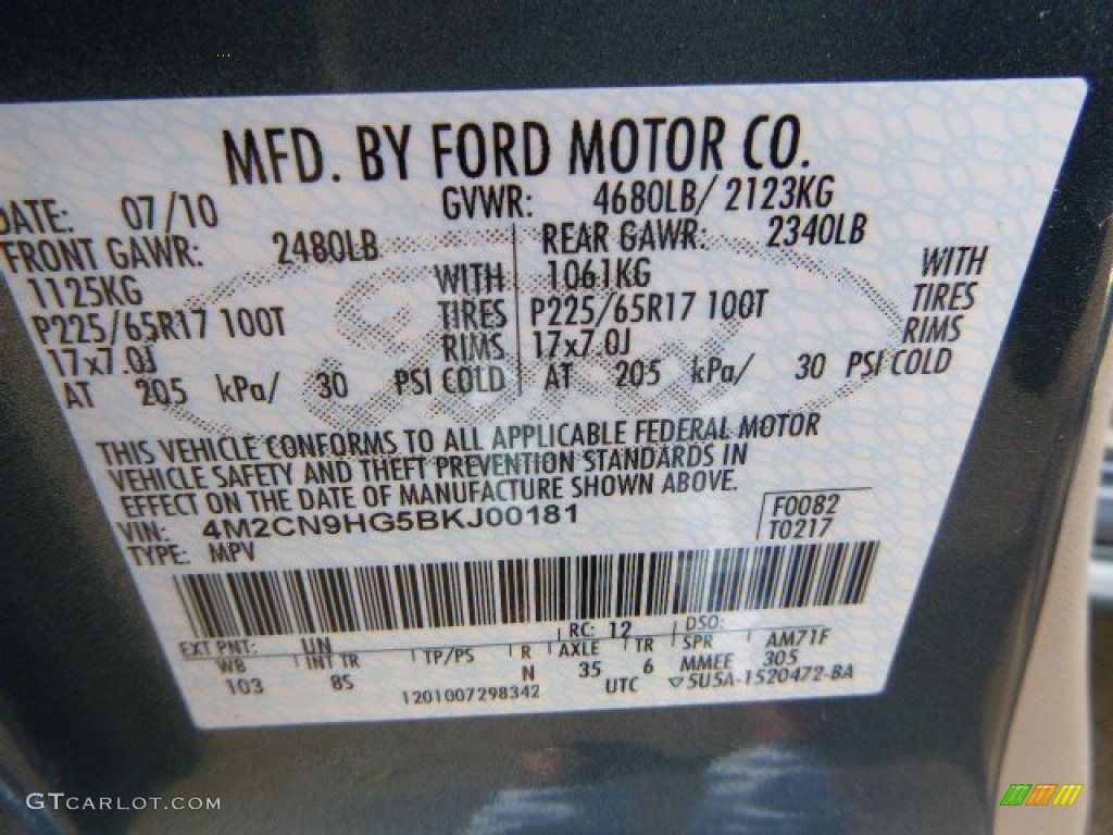 2011 Mariner Premier V6 AWD - Steel Blue Metallic / Stone photo #24