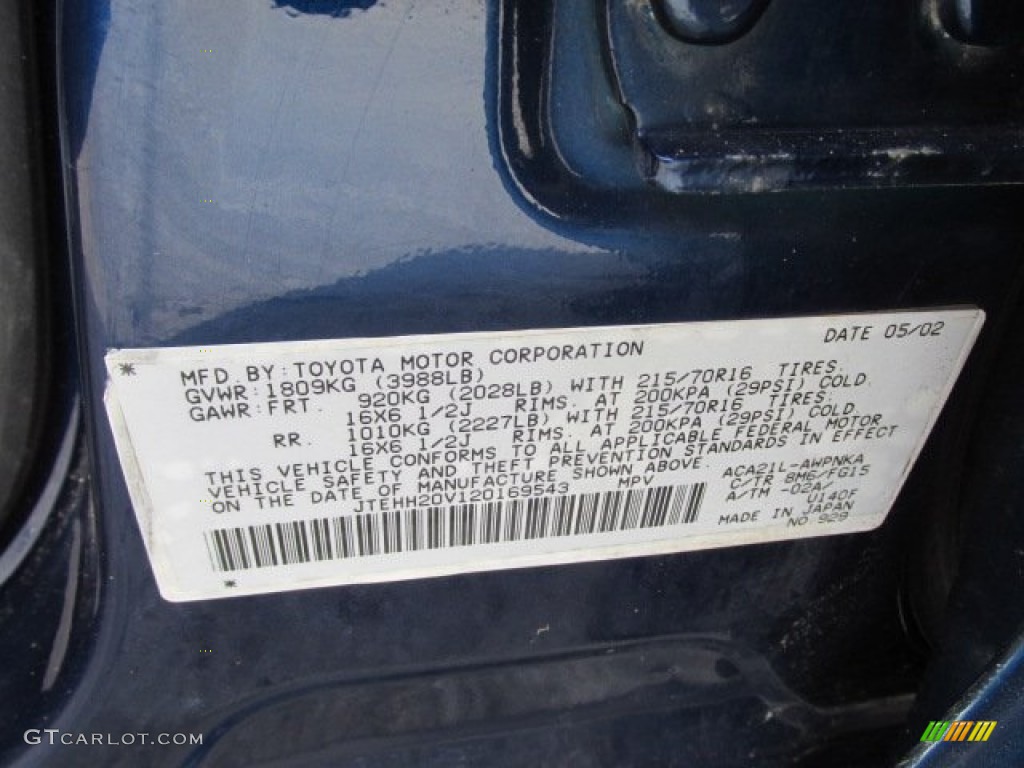 2002 RAV4 4WD - Spectra Blue Mica / Gray photo #19