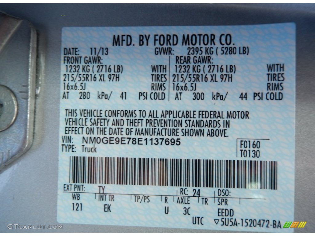 2014 Ford Transit Connect XL Wagon Color Code Photos