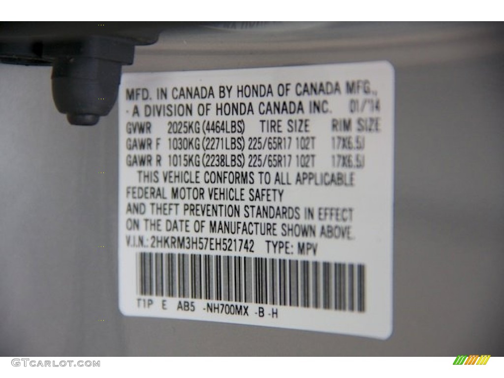 2014 CR-V EX - Alabaster Silver Metallic / Gray photo #20