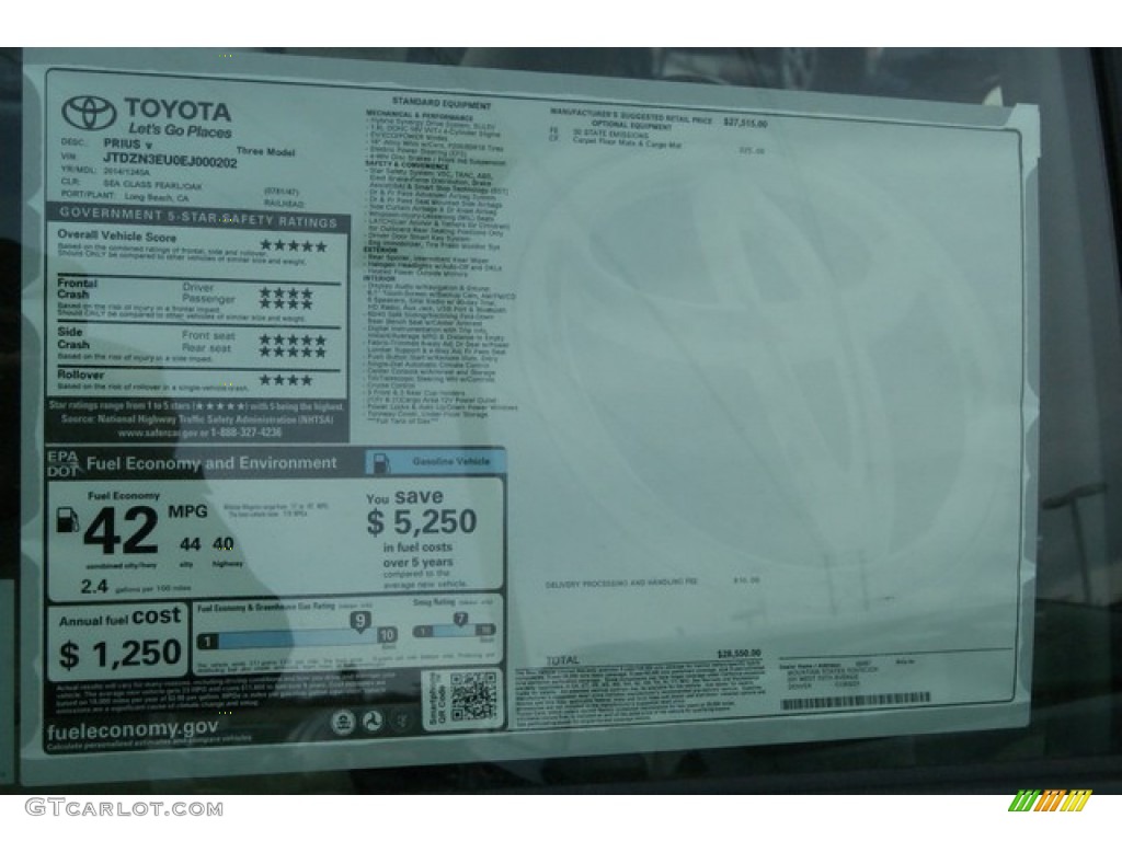 2014 Prius v Three - Sea Glass Pearl / Bisque photo #10