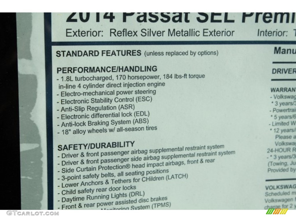 2014 Passat 1.8T SEL Premium - Reflex Silver Metallic / Titan Black photo #31