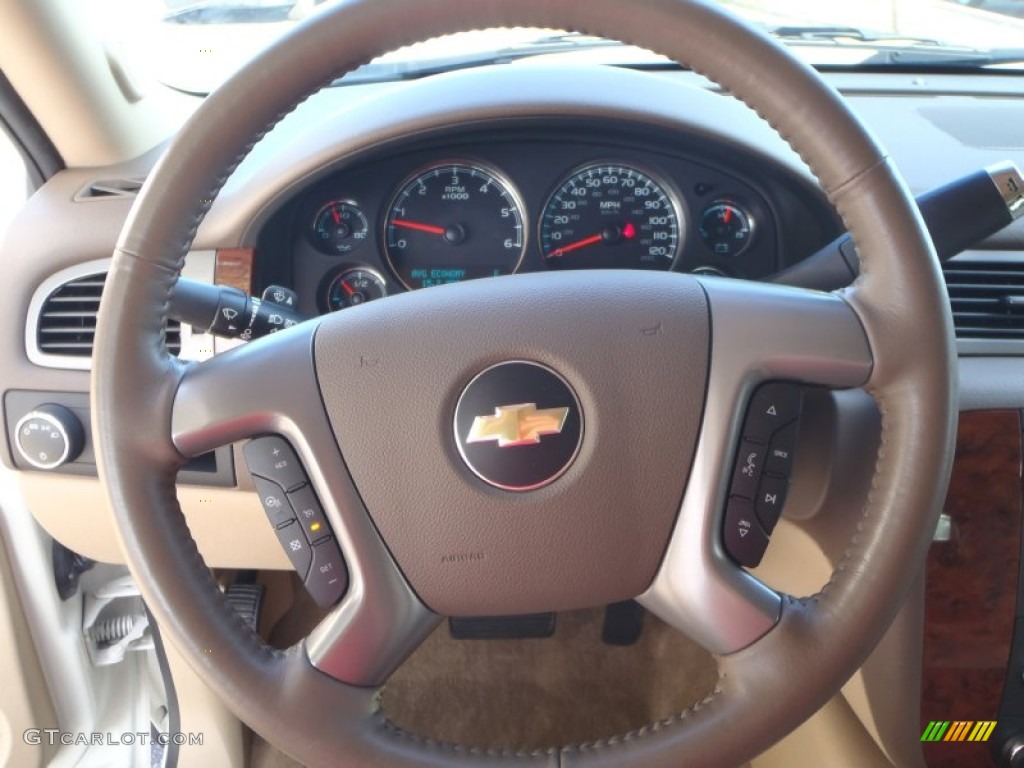 2012 Chevrolet Avalanche LTZ Dark Cashmere/Light Cashmere Steering Wheel Photo #90598979