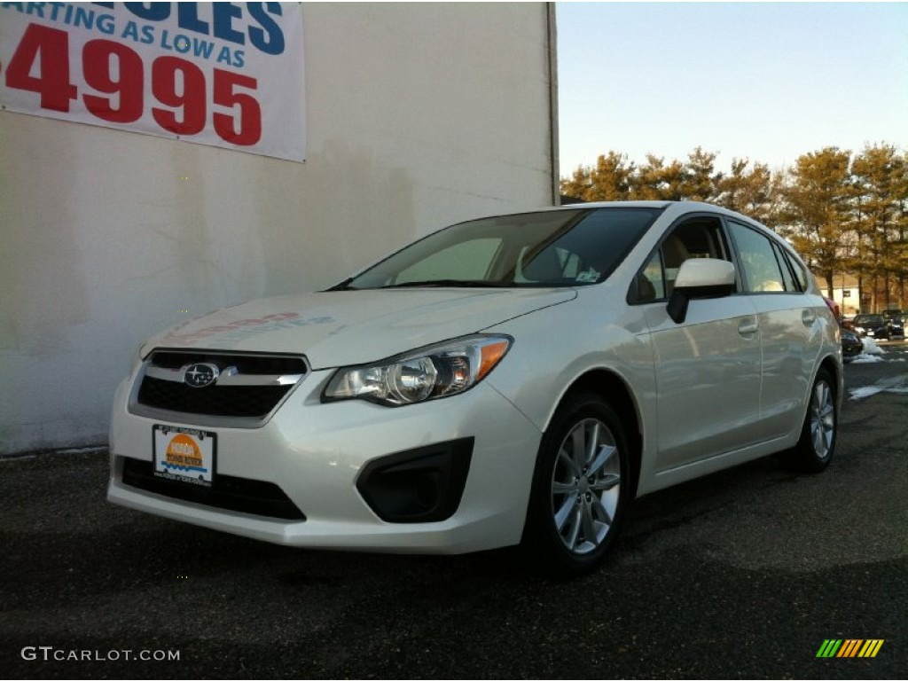 2013 Impreza 2.0i Premium 5 Door - Satin White Pearl / Ivory photo #1