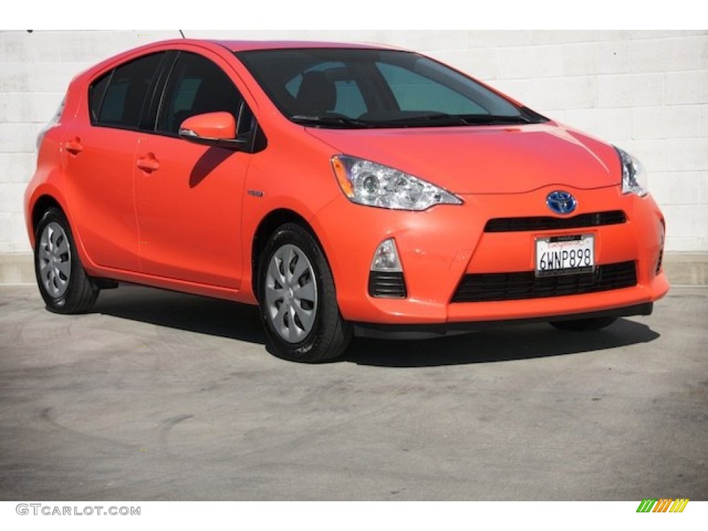 2012 Prius c Hybrid One - Habanero / Light Blue Gray/Black photo #1