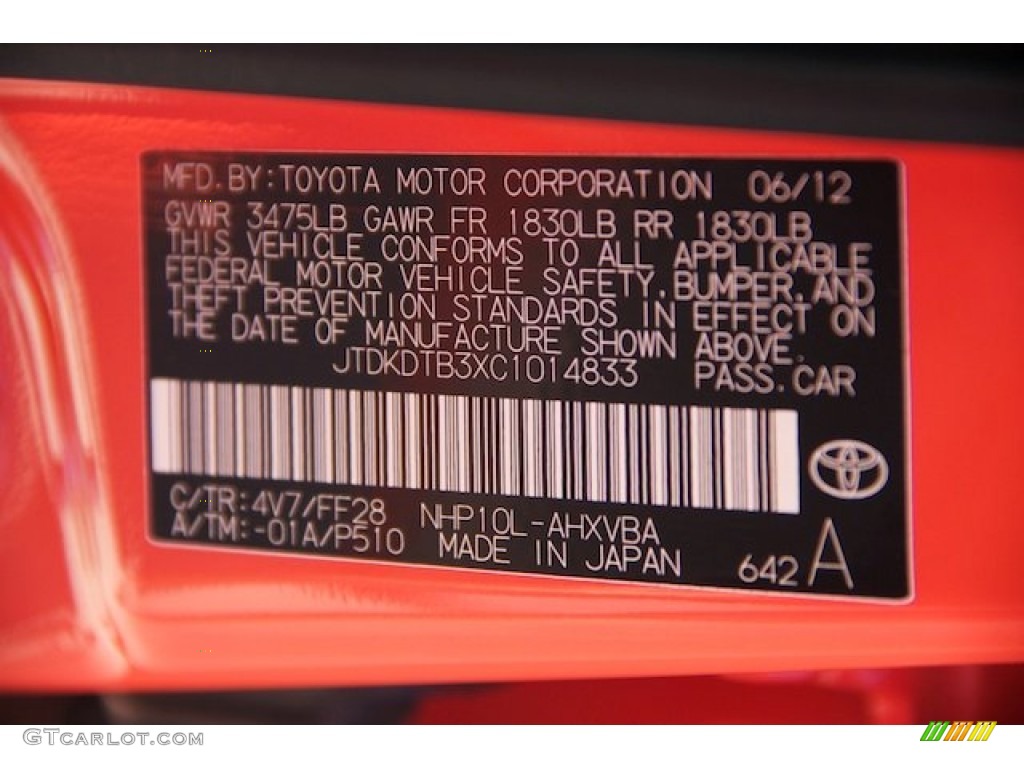 2012 Prius c Hybrid One - Habanero / Light Blue Gray/Black photo #33