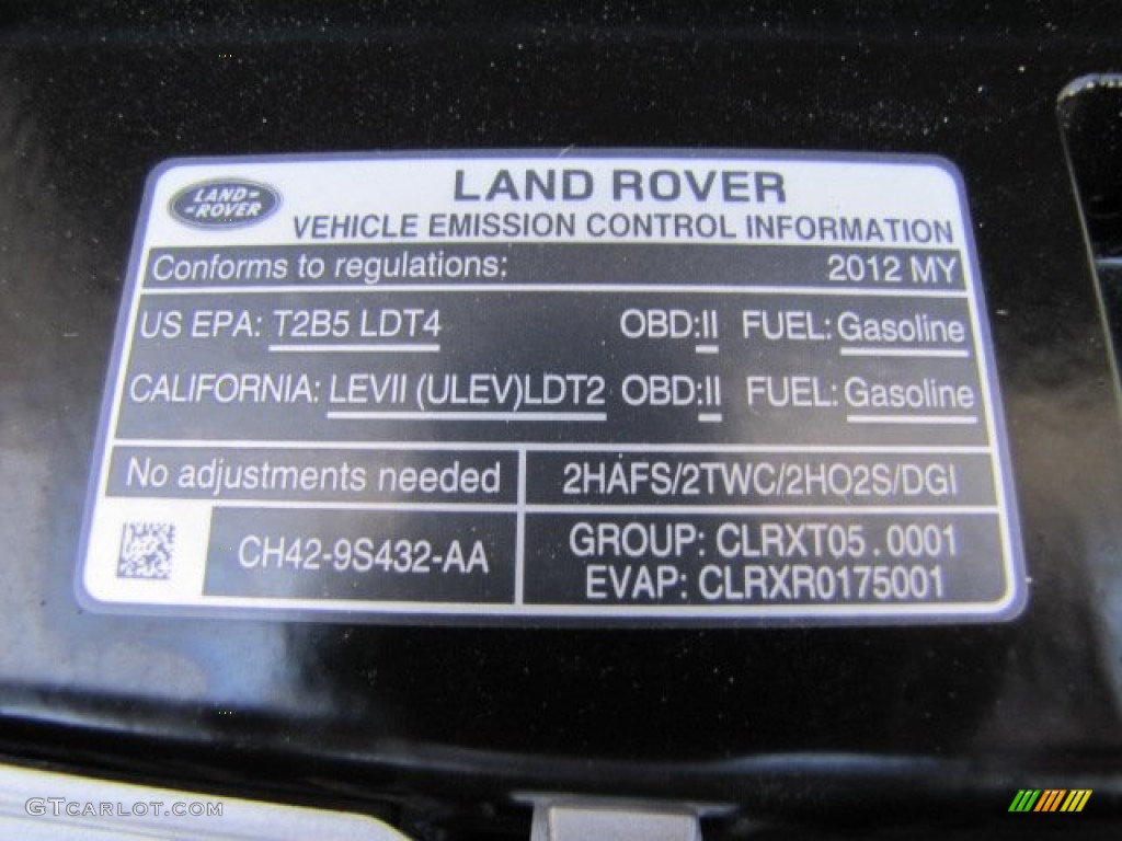2012 Land Rover LR4 HSE Info Tag Photo #90605816