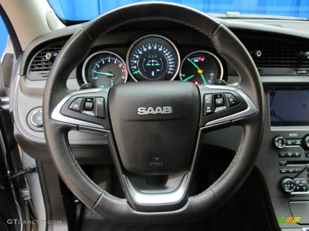 2011 Saab 9-4X Aero XWD Jet Black Steering Wheel Photo #90608555