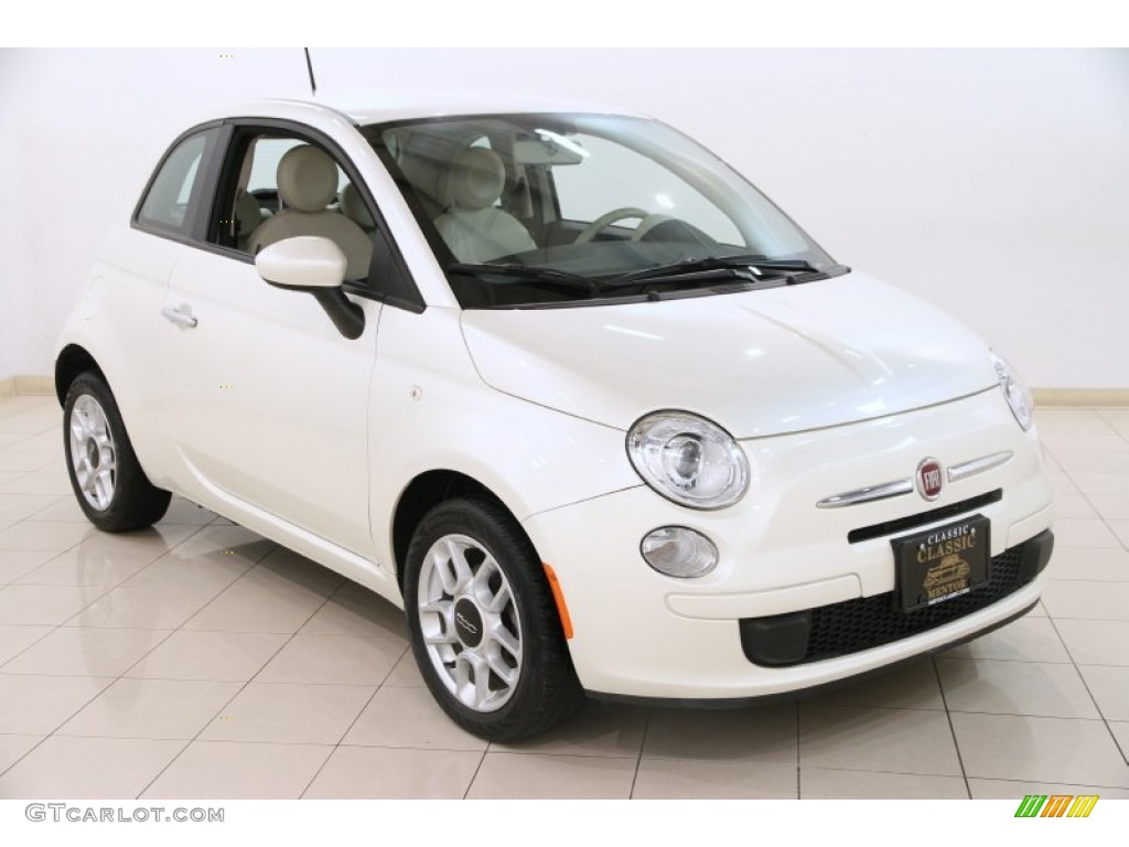 2012 500 Pop - Bianco Perla (Pearl White) / Tessuto Marrone/Avorio (Brown/Ivory) photo #1