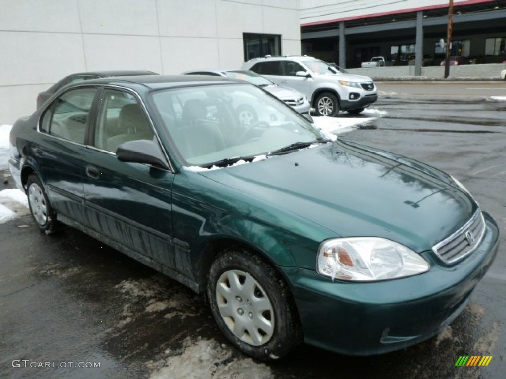 1999 Civic LX Sedan - Clover Green Pearl / Beige photo #1
