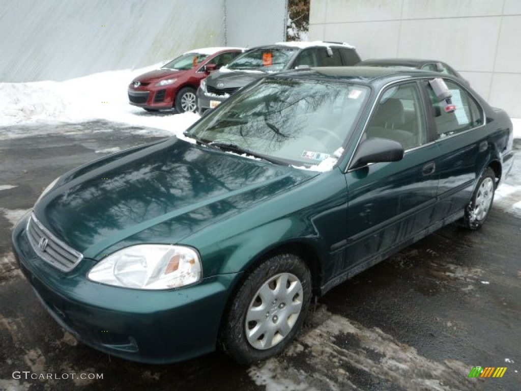 1999 Civic LX Sedan - Clover Green Pearl / Beige photo #3