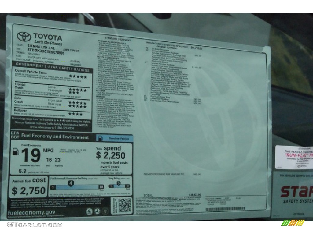 2014 Sienna Limited AWD - Silver Sky Metallic / Light Gray photo #12