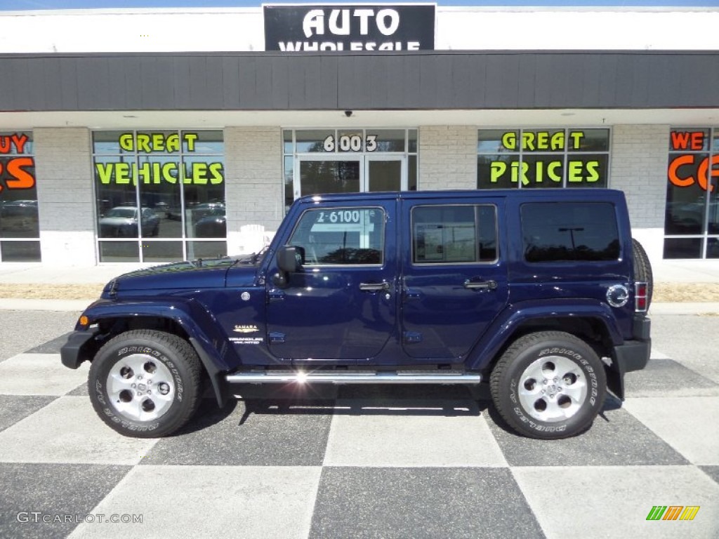 2013 Wrangler Unlimited Sahara 4x4 - True Blue Pearl / Black photo #1