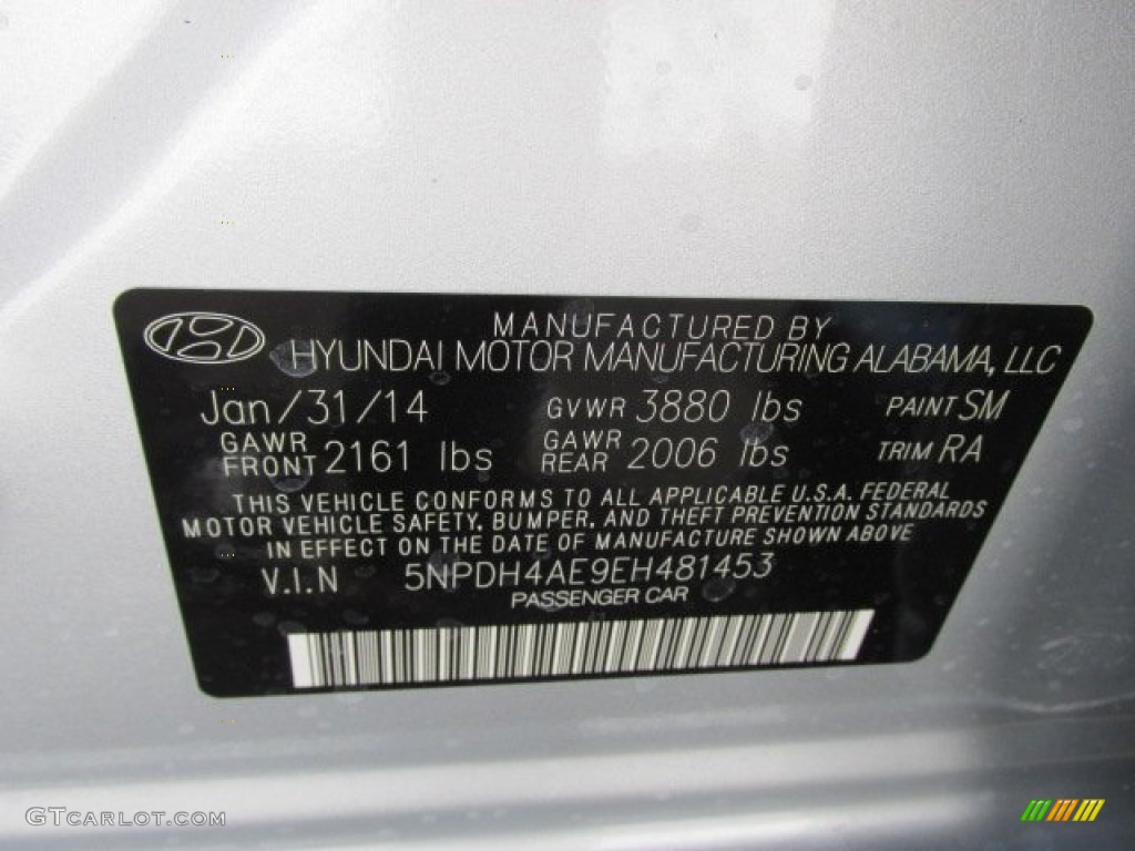 2014 Elantra SE Sedan - Silver / Gray photo #15