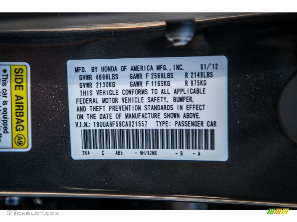 2012 Acura TL 3.5 Technology Color Code Photos