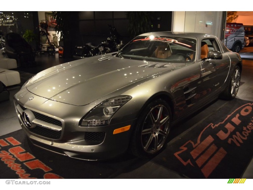 2012 SLS AMG - AMG Imola Grey Metallic / designo Light Brown Natural Woven photo #1
