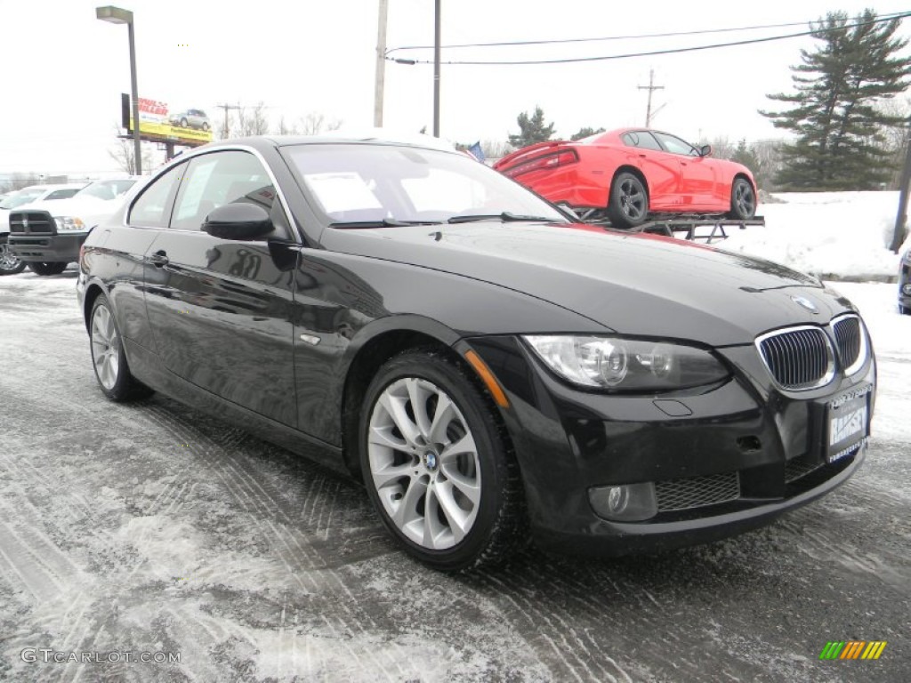 2008 3 Series 335xi Coupe - Jet Black / Coral Red/Black photo #5