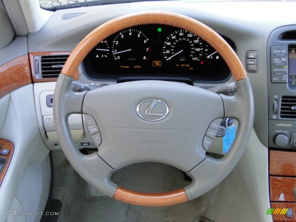 2004 Lexus LS 430 Ecru Steering Wheel Photo #90698122
