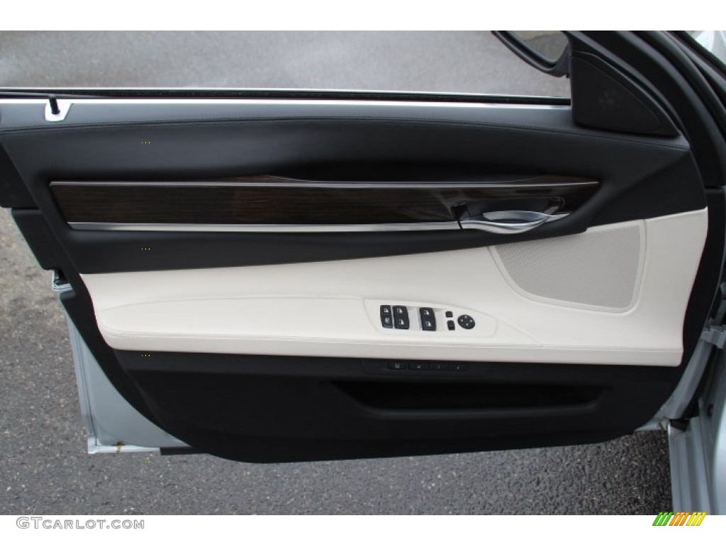 2013 BMW 7 Series 750Li xDrive Sedan Ivory White/Black Door Panel Photo #90700390
