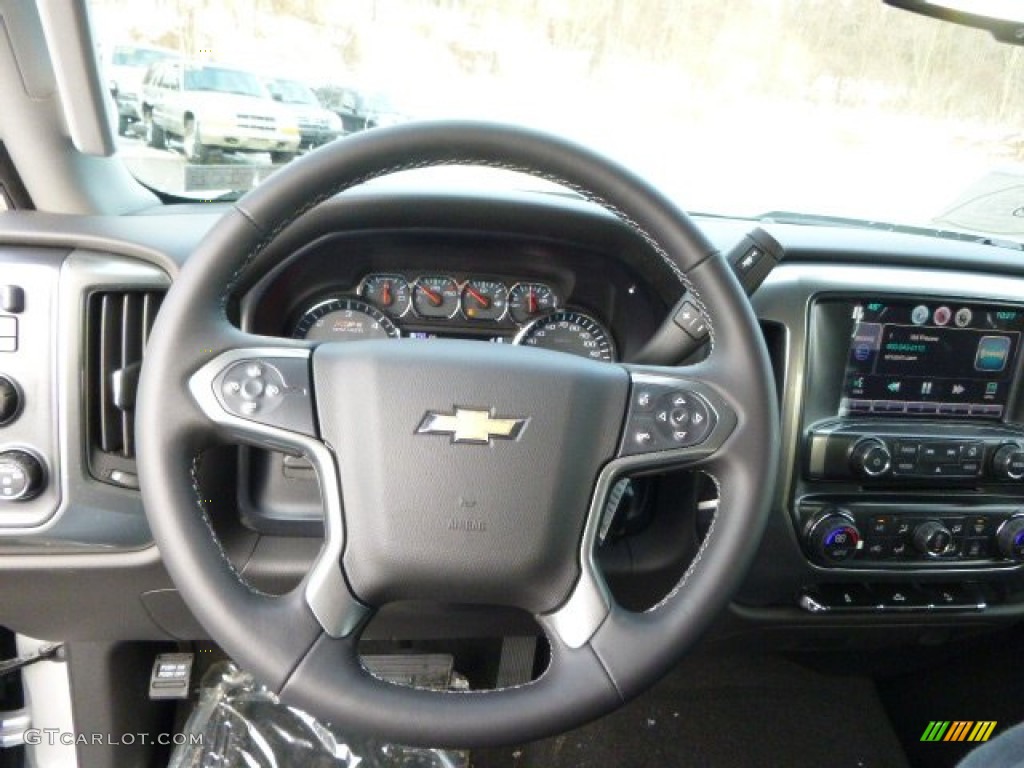 2015 Chevrolet Silverado 2500HD LT Double Cab 4x4 Jet Black Steering Wheel Photo #90701884