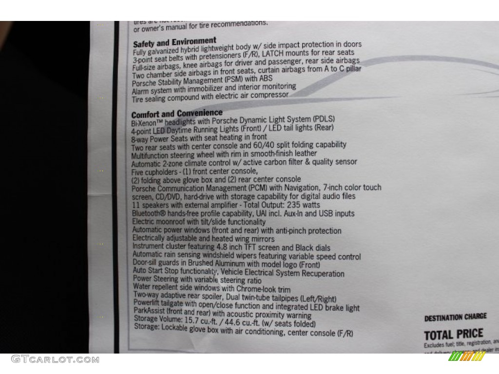 2014 Porsche Panamera S Window Sticker Photo #90702070