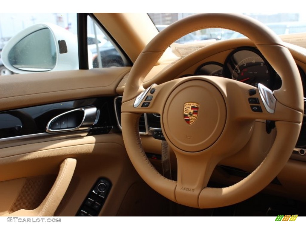 2014 Porsche Panamera Standard Panamera Model Luxor Beige Steering Wheel Photo #90704023
