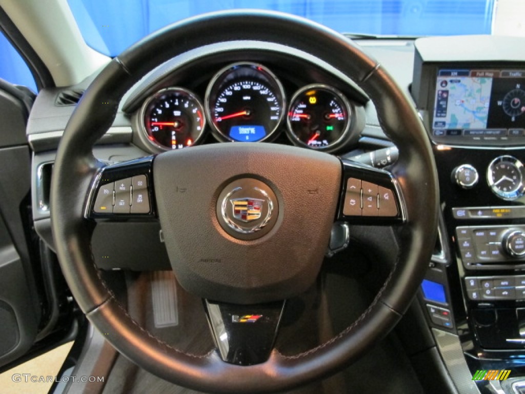 2013 Cadillac CTS -V Sedan Ebony Steering Wheel Photo #90704278