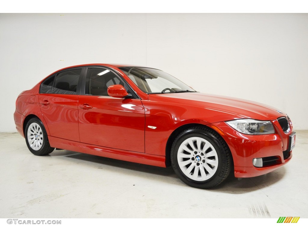 2009 3 Series 328i Sedan - Crimson Red / Beige photo #2