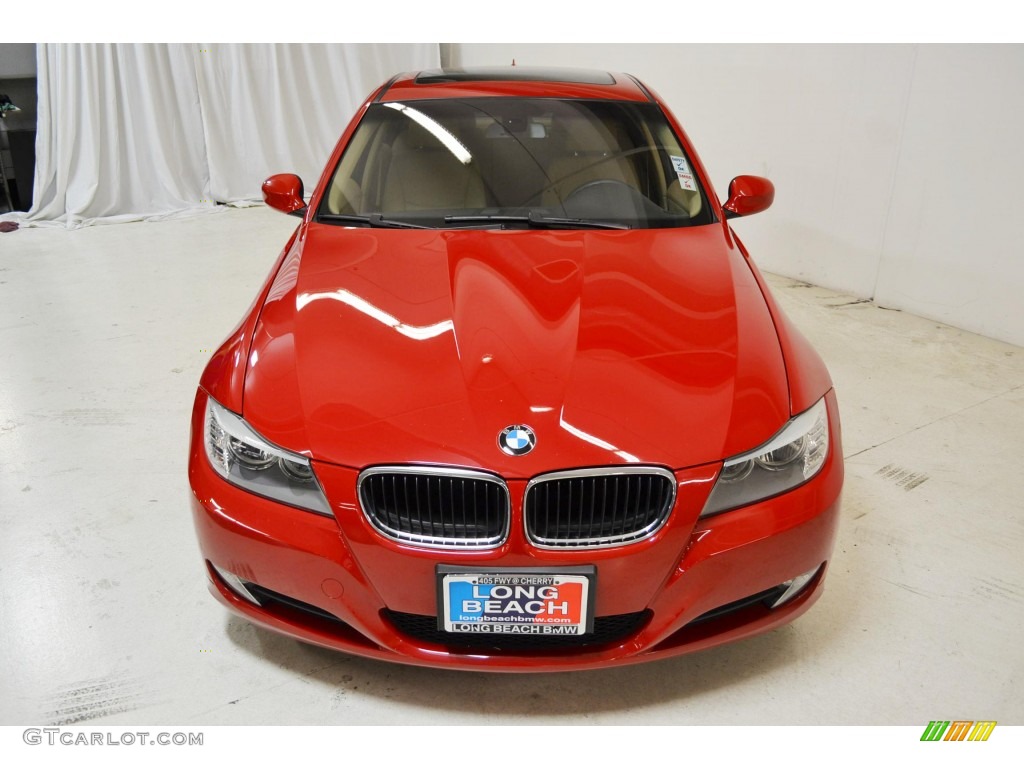2009 3 Series 328i Sedan - Crimson Red / Beige photo #3