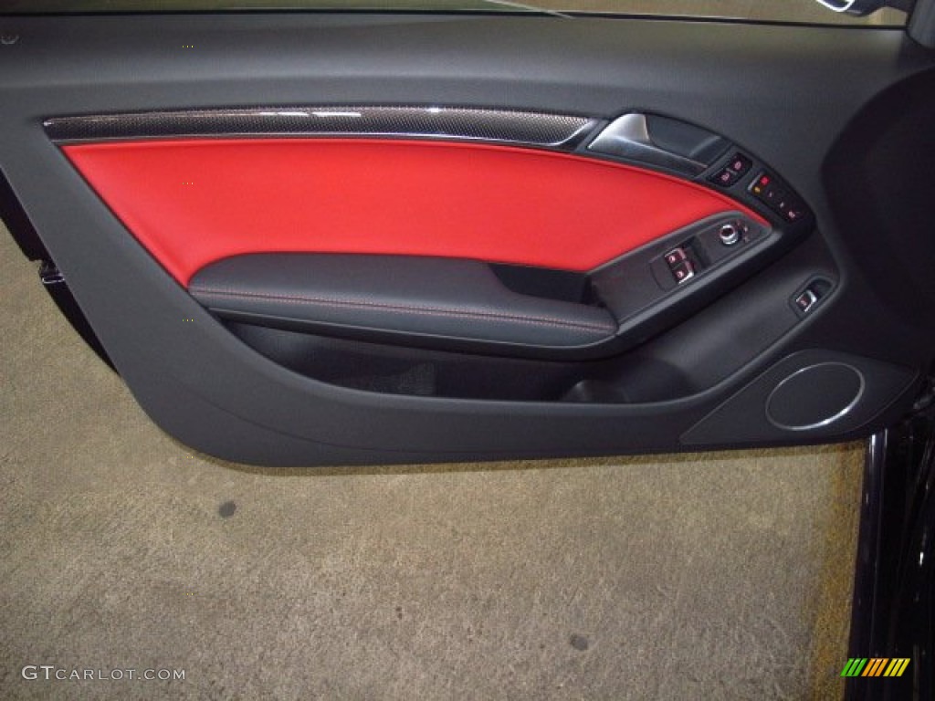 2014 Audi S5 3.0T Premium Plus quattro Coupe Black/Magma Red Door Panel Photo #90709232