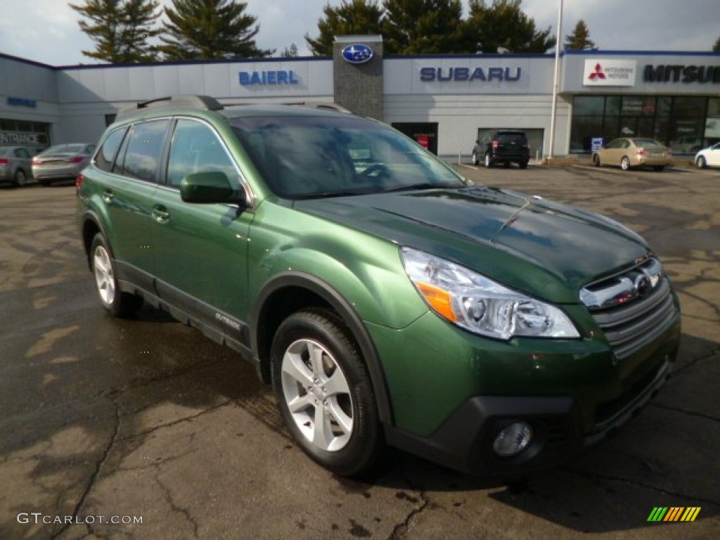 2014 Outback 2.5i Premium - Cypress Green Pearl / Ivory photo #1