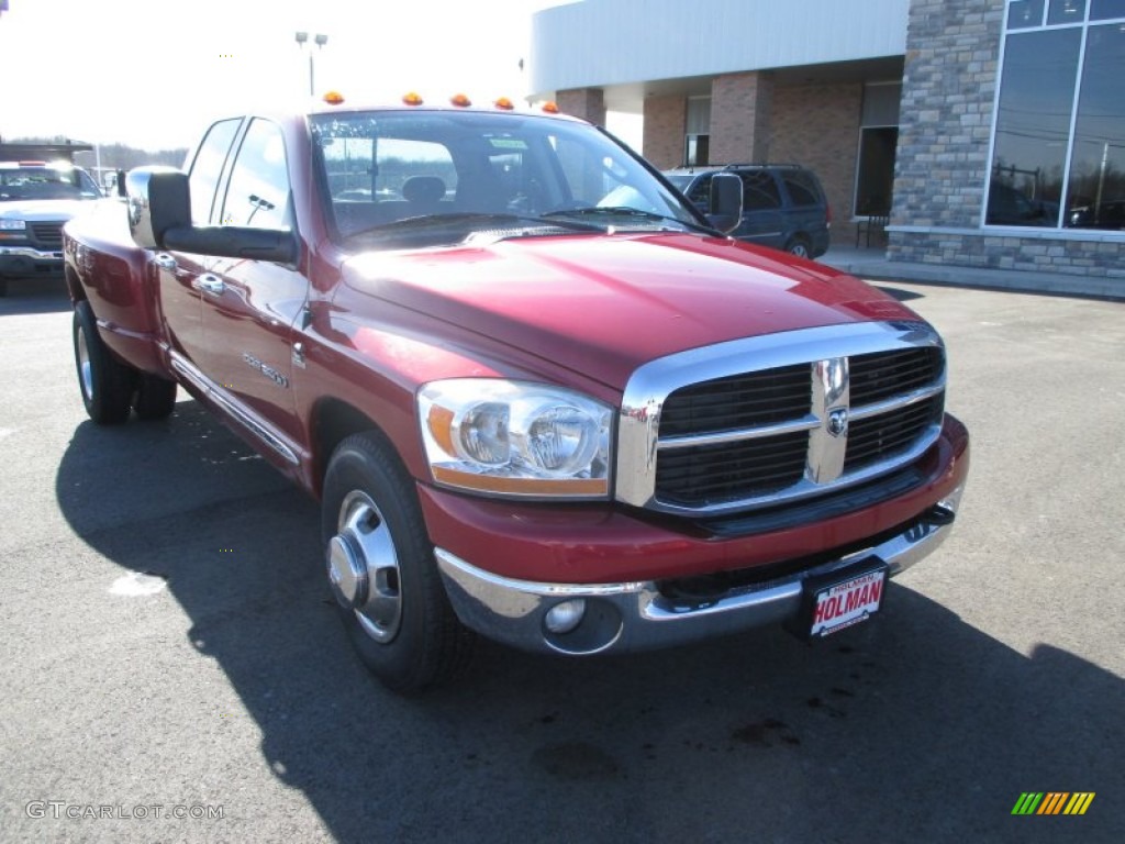 2006 Ram 3500 SLT Quad Cab Dually - Inferno Red Crystal Pearl / Medium Slate Gray photo #2