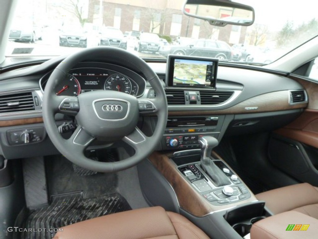 2014 Audi A7 3.0 TDI quattro Premium Plus Nougat Brown Dashboard Photo #90719113