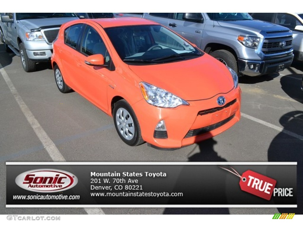 2012 Prius c Hybrid Two - Habanero / Light Blue Gray/Black photo #1