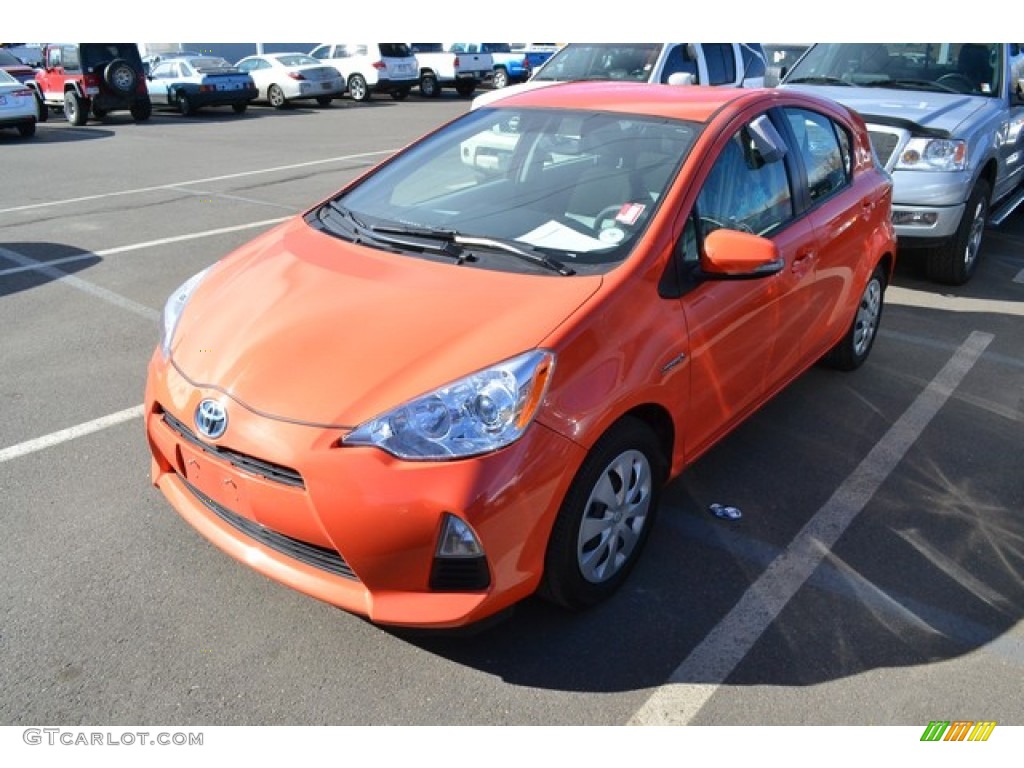 2012 Prius c Hybrid Two - Habanero / Light Blue Gray/Black photo #4