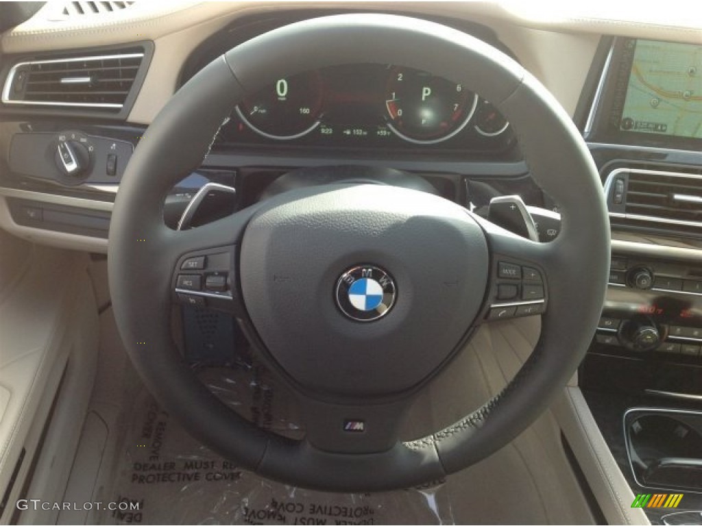 2014 BMW 7 Series 750Li Sedan Oyster Steering Wheel Photo #90723877