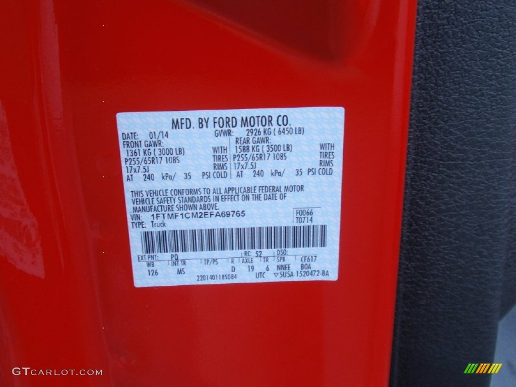 2014 F150 XL Regular Cab - Race Red / Steel Grey photo #34