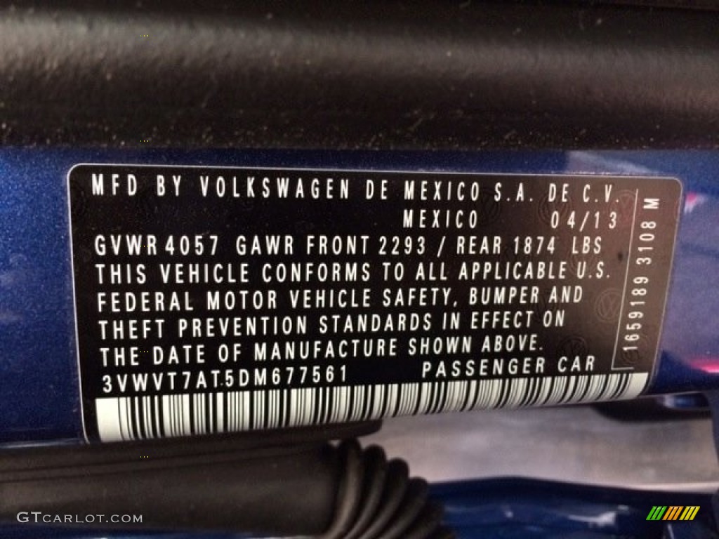 2013 Volkswagen Beetle Turbo Info Tag Photos