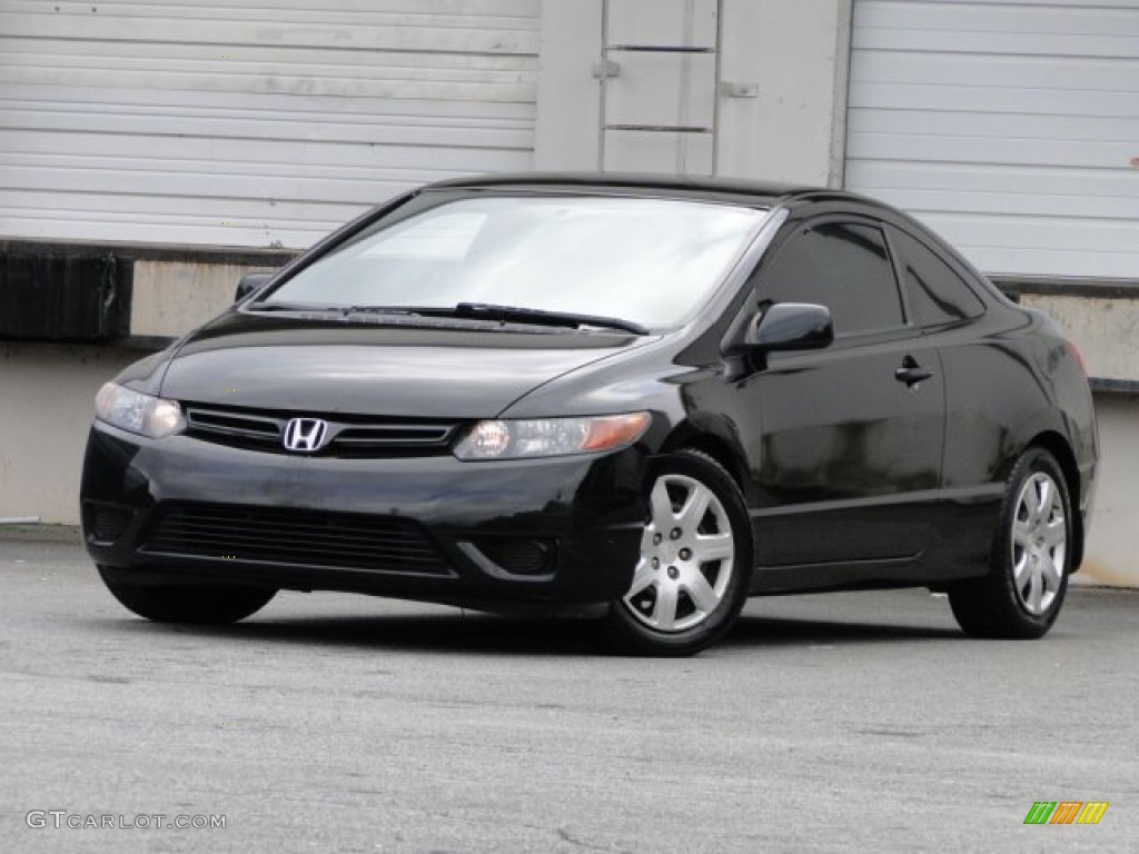 2007 Civic LX Coupe - Nighthawk Black Pearl / Gray photo #1